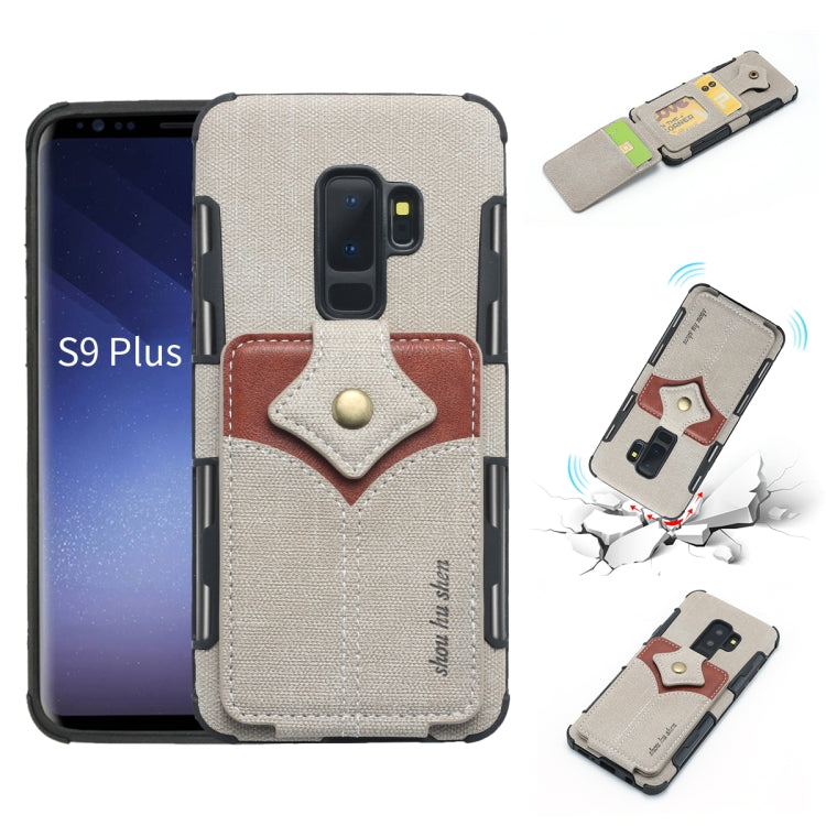 For Galaxy S9+ Cloth Texture + PU + TPU Shockproof Protective Case with Card Slots