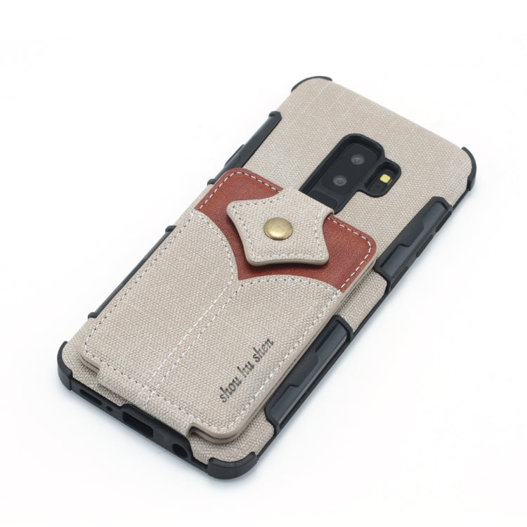 For Galaxy S9+ Cloth Texture + PU + TPU Shockproof Protective Case with Card Slots
