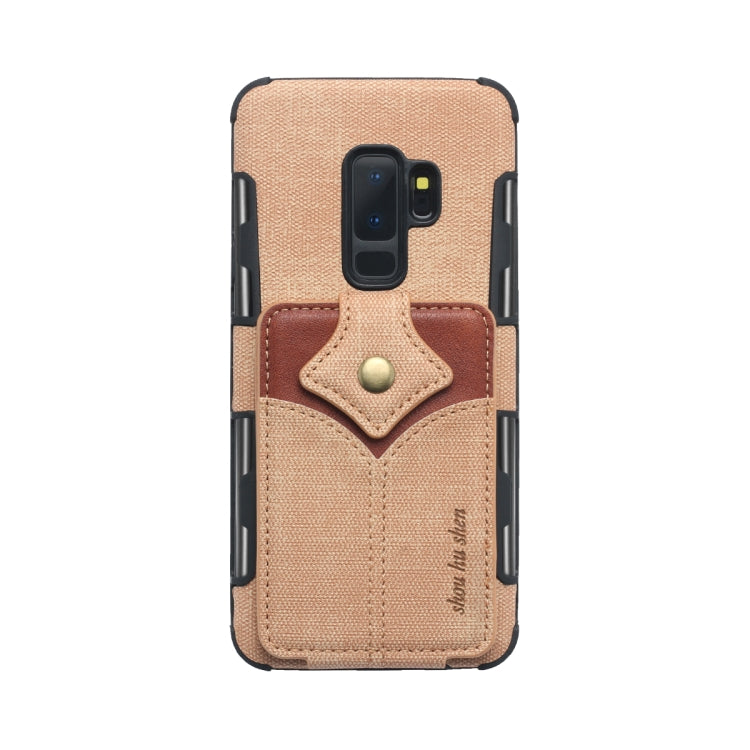 For Galaxy S9+ Cloth Texture + PU + TPU Shockproof Protective Case with Card Slots