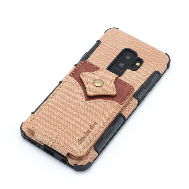 For Galaxy S9+ Cloth Texture + PU + TPU Shockproof Protective Case with Card Slots