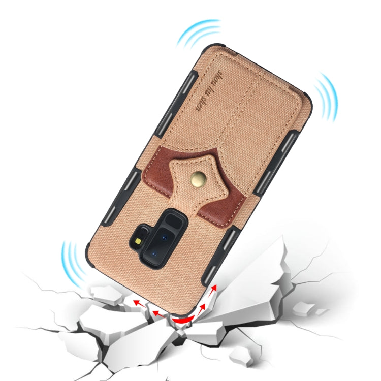 For Galaxy S9+ Cloth Texture + PU + TPU Shockproof Protective Case with Card Slots