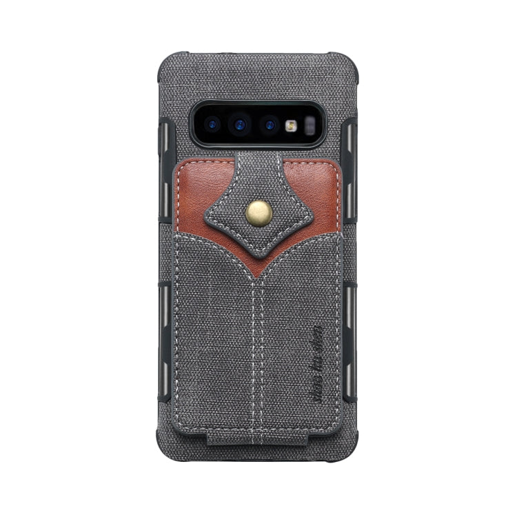 For Galaxy S10+ Cloth Texture + PU + TPU Shockproof Protective Case with Card Slots