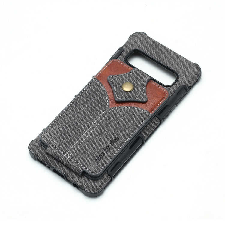 For Galaxy S10+ Cloth Texture + PU + TPU Shockproof Protective Case with Card Slots