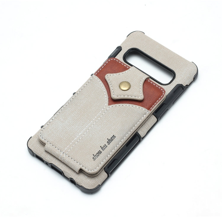 For Galaxy S10+ Cloth Texture + PU + TPU Shockproof Protective Case with Card Slots