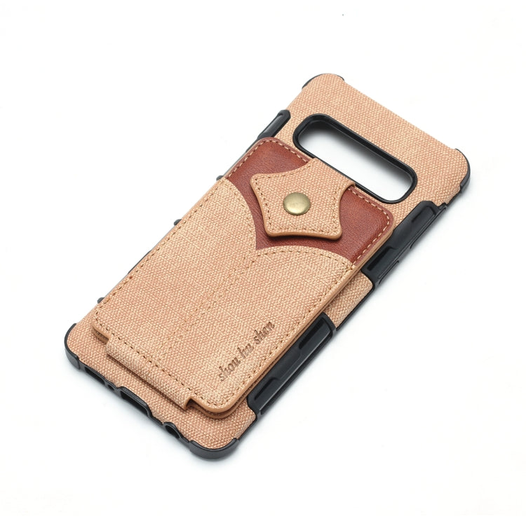 For Galaxy S10+ Cloth Texture + PU + TPU Shockproof Protective Case with Card Slots