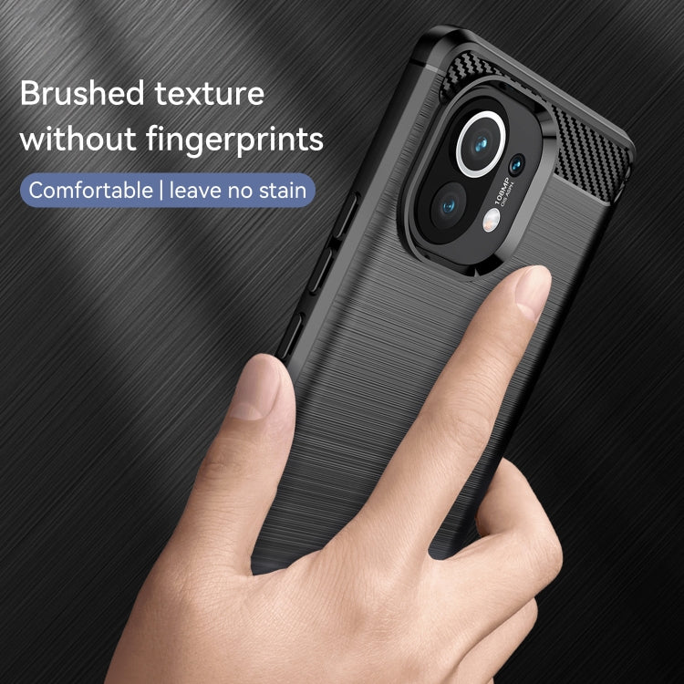 For Xiaomi Mi 11 Brushed Texture Carbon Fiber TPU Case