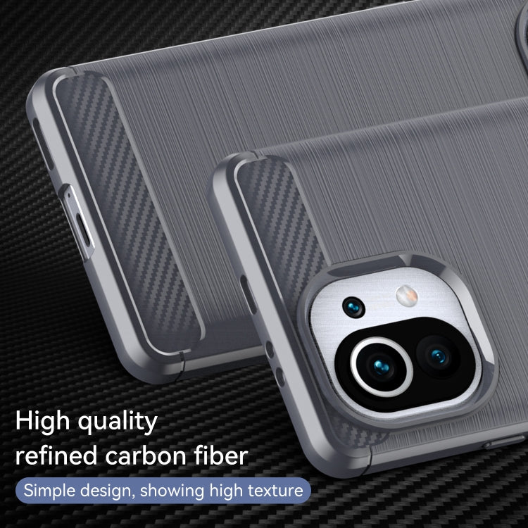 For Xiaomi Mi 11 Brushed Texture Carbon Fiber TPU Case