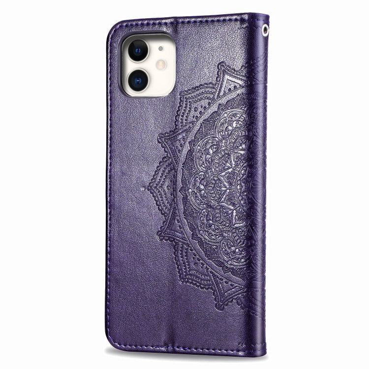 For iPhone 11 Halfway Mandala Embossing Pattern Horizontal Flip Leather Case with Holder & Card Slots & Wallet & Lanyard