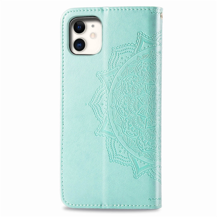 For iPhone 11 Halfway Mandala Embossing Pattern Horizontal Flip Leather Case with Holder & Card Slots & Wallet & Lanyard