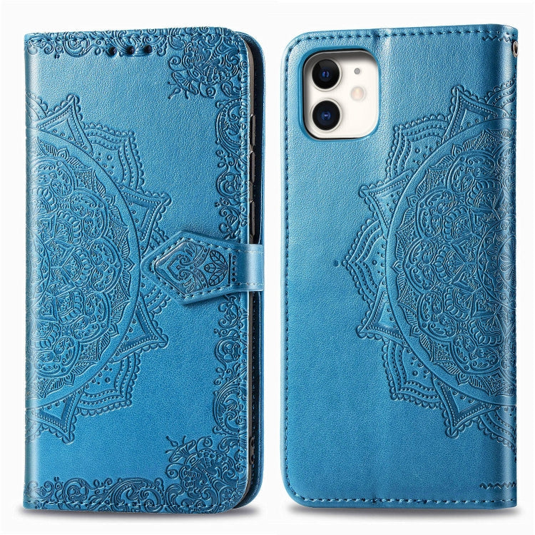 For iPhone 11 Halfway Mandala Embossing Pattern Horizontal Flip Leather Case with Holder & Card Slots & Wallet & Lanyard