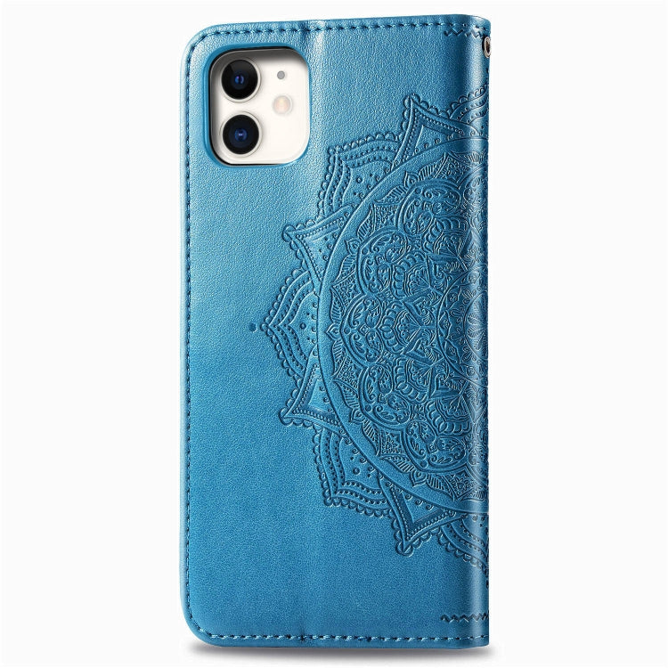 For iPhone 11 Halfway Mandala Embossing Pattern Horizontal Flip Leather Case with Holder & Card Slots & Wallet & Lanyard