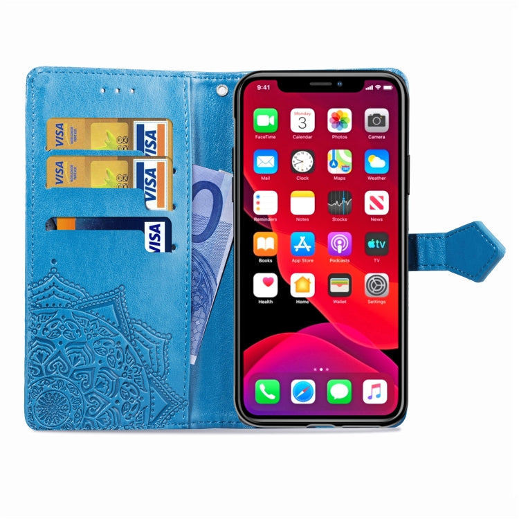For iPhone 11 Halfway Mandala Embossing Pattern Horizontal Flip Leather Case with Holder & Card Slots & Wallet & Lanyard