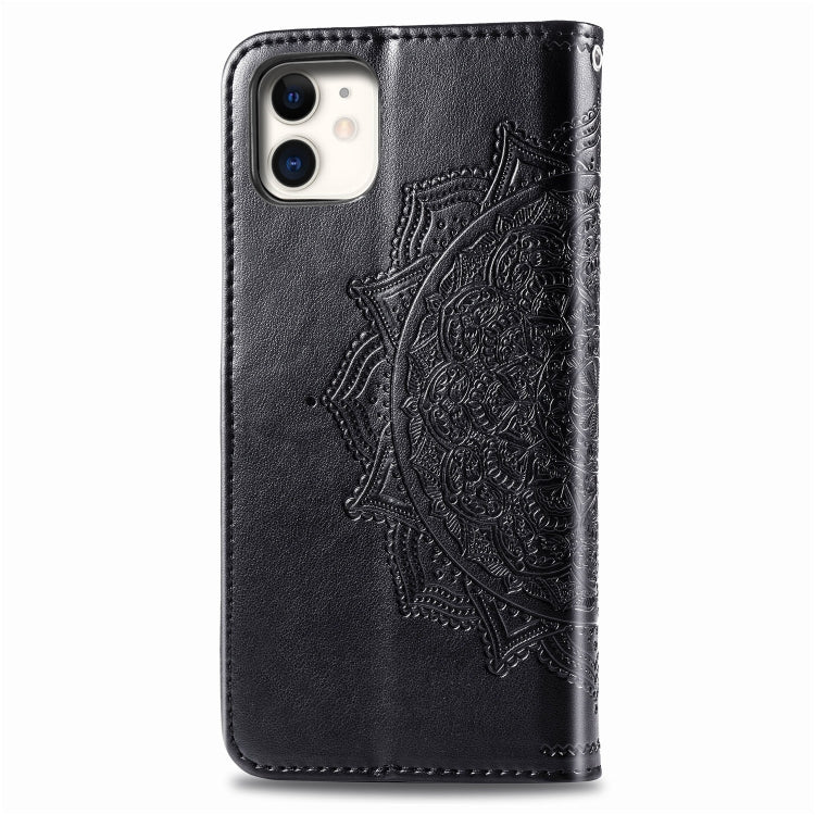 For iPhone 11 Halfway Mandala Embossing Pattern Horizontal Flip Leather Case with Holder & Card Slots & Wallet & Lanyard
