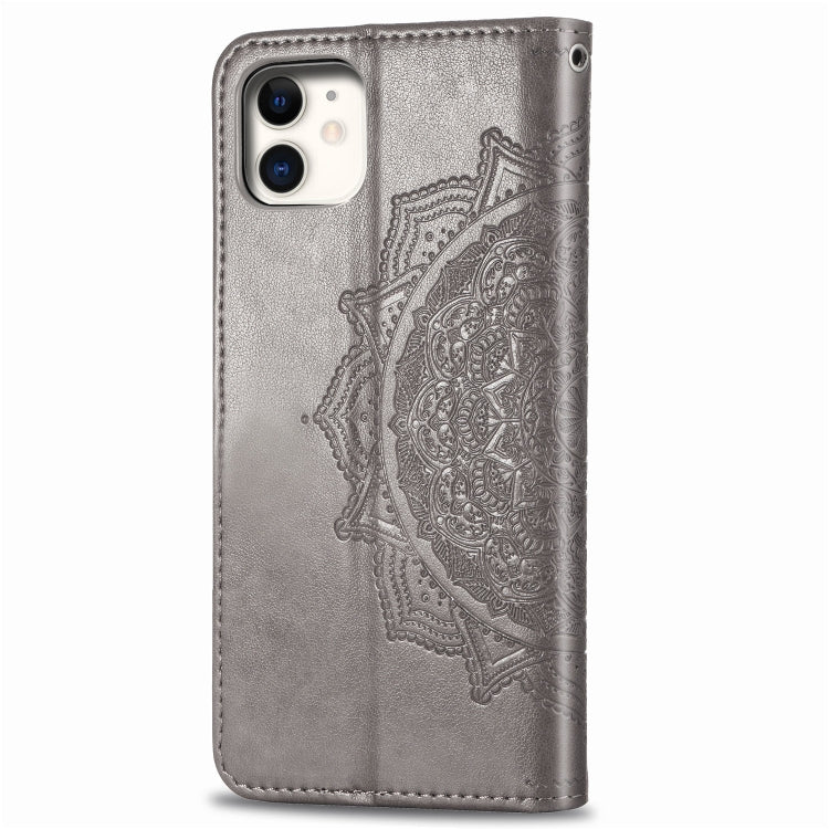 For iPhone 11 Halfway Mandala Embossing Pattern Horizontal Flip Leather Case with Holder & Card Slots & Wallet & Lanyard