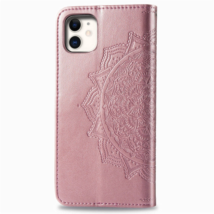 For iPhone 11 Halfway Mandala Embossing Pattern Horizontal Flip Leather Case with Holder & Card Slots & Wallet & Lanyard
