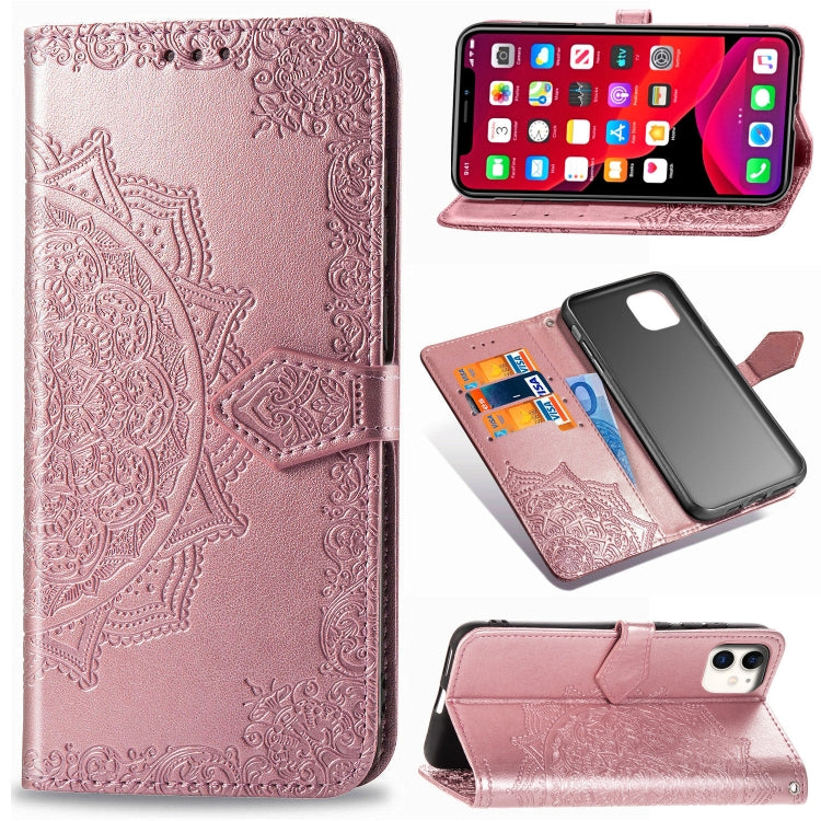 For iPhone 11 Halfway Mandala Embossing Pattern Horizontal Flip Leather Case with Holder & Card Slots & Wallet & Lanyard