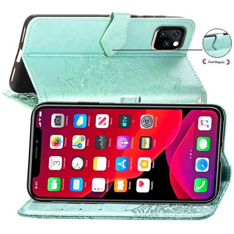 For iPhone 11 Pro Halfway Mandala Embossing Pattern Horizontal Flip Leather Case with Holder & Card Slots & Wallet & Lanyard