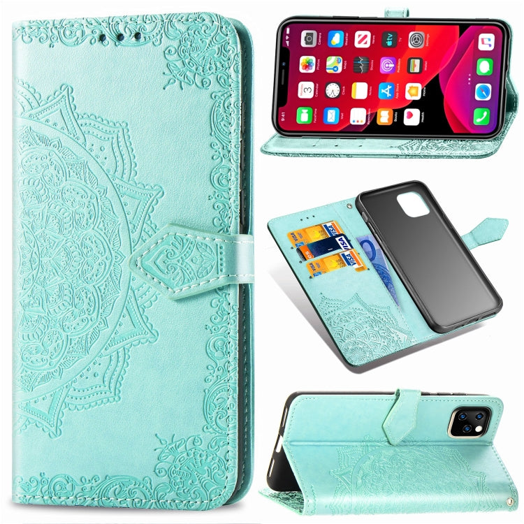 For iPhone 11 Pro Halfway Mandala Embossing Pattern Horizontal Flip Leather Case with Holder & Card Slots & Wallet & Lanyard
