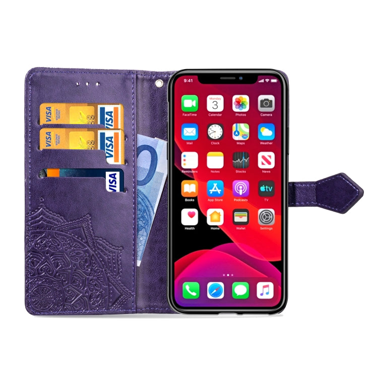 For iPhone 11 Pro Max Halfway Mandala Embossing Pattern Horizontal Flip Leather Case with Holder & Card Slots & Wallet & Lanyard