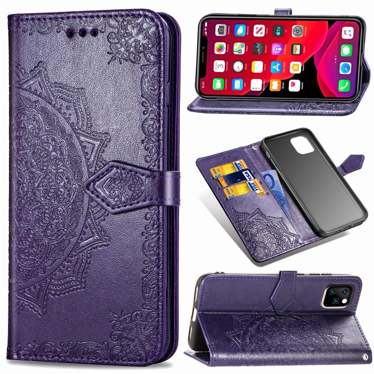 For iPhone 11 Pro Max Halfway Mandala Embossing Pattern Horizontal Flip Leather Case with Holder & Card Slots & Wallet & Lanyard