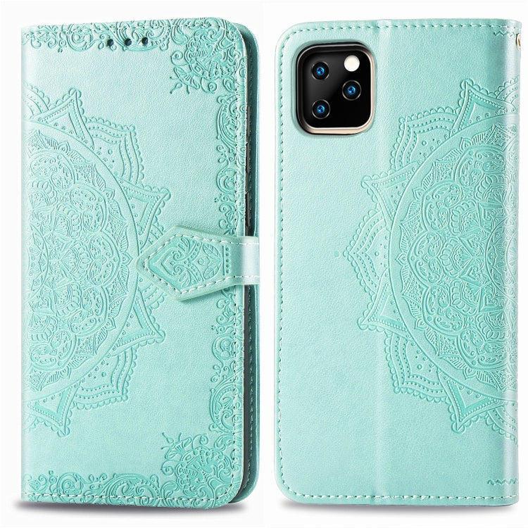 For iPhone 11 Pro Max Halfway Mandala Embossing Pattern Horizontal Flip Leather Case with Holder & Card Slots & Wallet & Lanyard