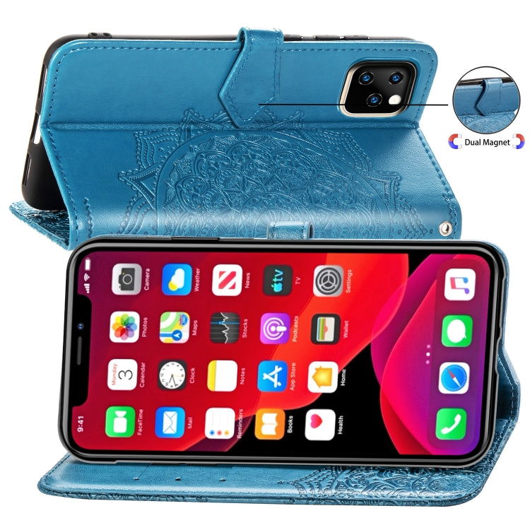 For iPhone 11 Pro Max Halfway Mandala Embossing Pattern Horizontal Flip Leather Case with Holder & Card Slots & Wallet & Lanyard