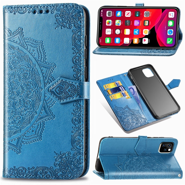 For iPhone 11 Pro Max Halfway Mandala Embossing Pattern Horizontal Flip Leather Case with Holder & Card Slots & Wallet & Lanyard