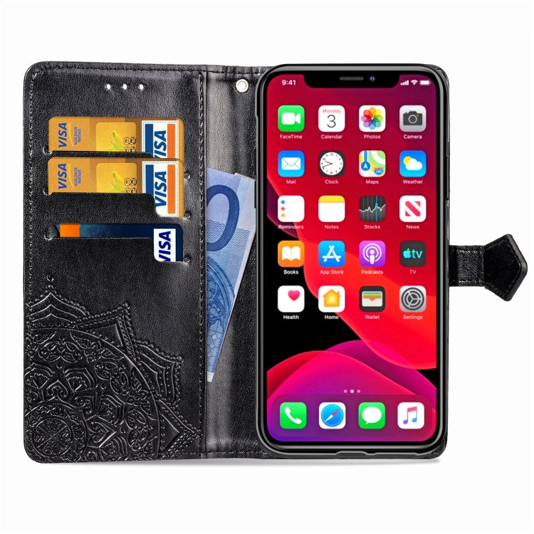 For iPhone 11 Pro Max Halfway Mandala Embossing Pattern Horizontal Flip Leather Case with Holder & Card Slots & Wallet & Lanyard