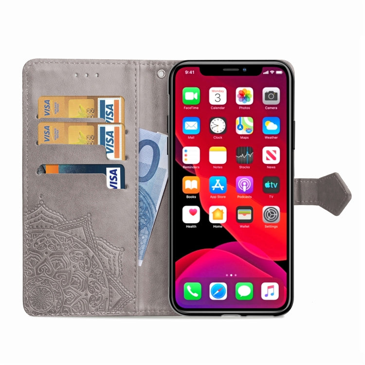 For iPhone 11 Pro Max Halfway Mandala Embossing Pattern Horizontal Flip Leather Case with Holder & Card Slots & Wallet & Lanyard