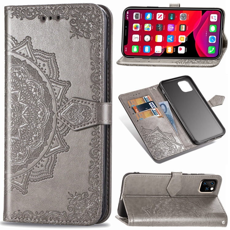 For iPhone 11 Pro Max Halfway Mandala Embossing Pattern Horizontal Flip Leather Case with Holder & Card Slots & Wallet & Lanyard