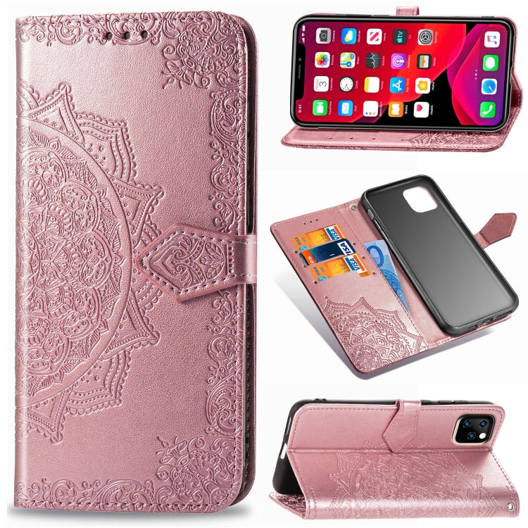 For iPhone 11 Pro Max Halfway Mandala Embossing Pattern Horizontal Flip Leather Case with Holder & Card Slots & Wallet & Lanyard