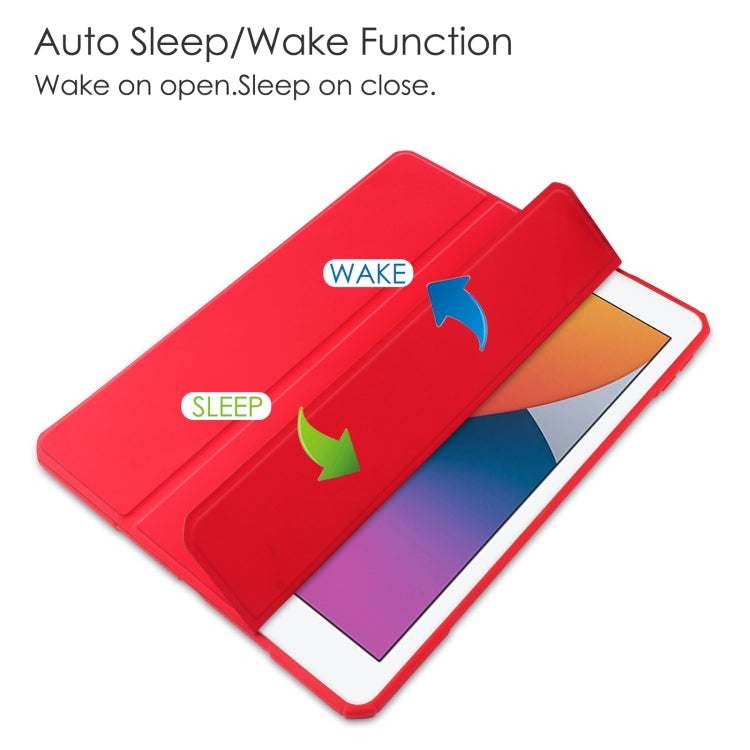 For iPad 10.2 2021 / 2020 / 2019 Transparent Acrylic + TPU Back Cover Horizontal Flip Leather Case with 3-folding Holder & Pen Holder & Sleep / Wake-up Function