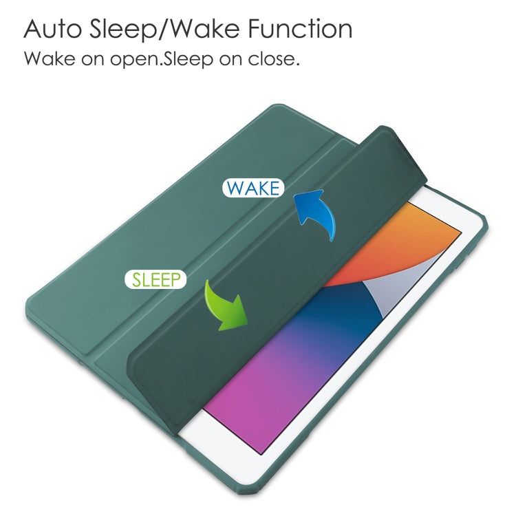 For iPad 10.2 2021 / 2020 / 2019 Transparent Acrylic + TPU Back Cover Horizontal Flip Leather Case with 3-folding Holder & Pen Holder & Sleep / Wake-up Function