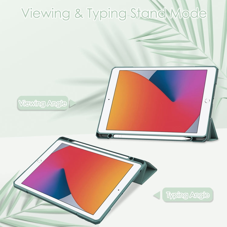 For iPad 10.2 2021 / 2020 / 2019 Transparent Acrylic + TPU Back Cover Horizontal Flip Leather Case with 3-folding Holder & Pen Holder & Sleep / Wake-up Function