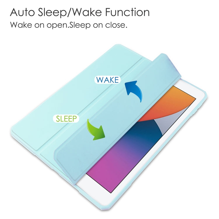 For iPad 10.2 2021 / 2020 / 2019 Transparent Acrylic + TPU Back Cover Horizontal Flip Leather Case with 3-folding Holder & Pen Holder & Sleep / Wake-up Function