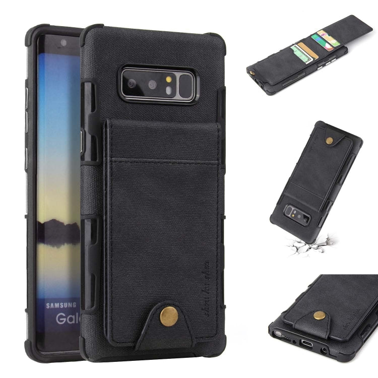 For Galaxy Note 8 Cloth Texture + TPU Shockproof Protective Case with Vertical Flip Card Slots