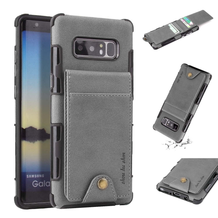 For Galaxy Note 8 Cloth Texture + TPU Shockproof Protective Case with Vertical Flip Card Slots