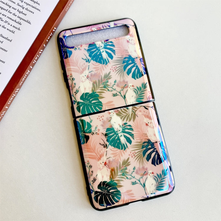 For Samsung Galaxy Z Flip Jungle Flowers Pattern Single Vertical Flip Protective Case