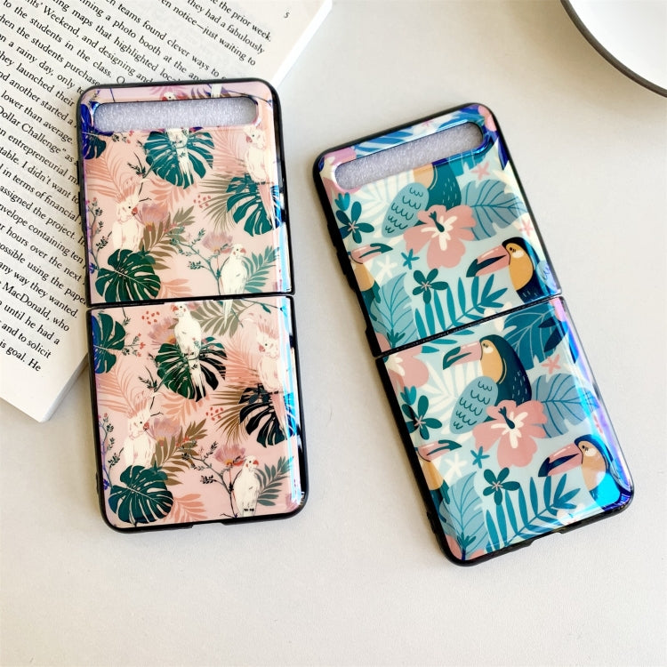 For Samsung Galaxy Z Flip Jungle Flowers Pattern Single Vertical Flip Protective Case