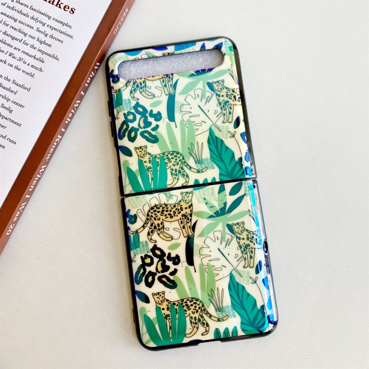For Samsung Galaxy Z Flip Jungle Flowers Pattern Single Vertical Flip Protective Case