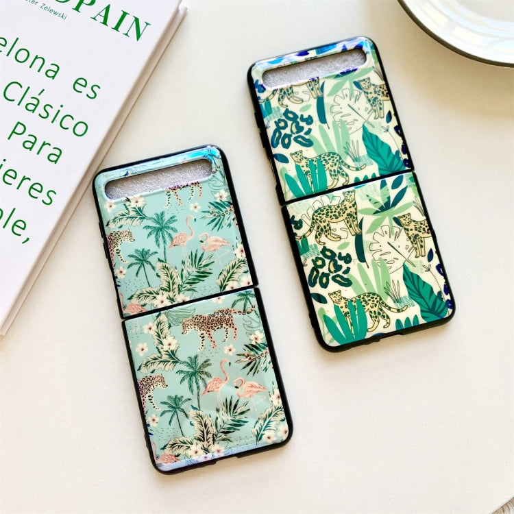 For Samsung Galaxy Z Flip Jungle Flowers Pattern Single Vertical Flip Protective Case