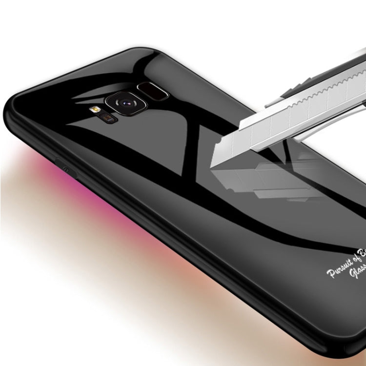 For Galaxy S8 Macaron Glass + TPU Case