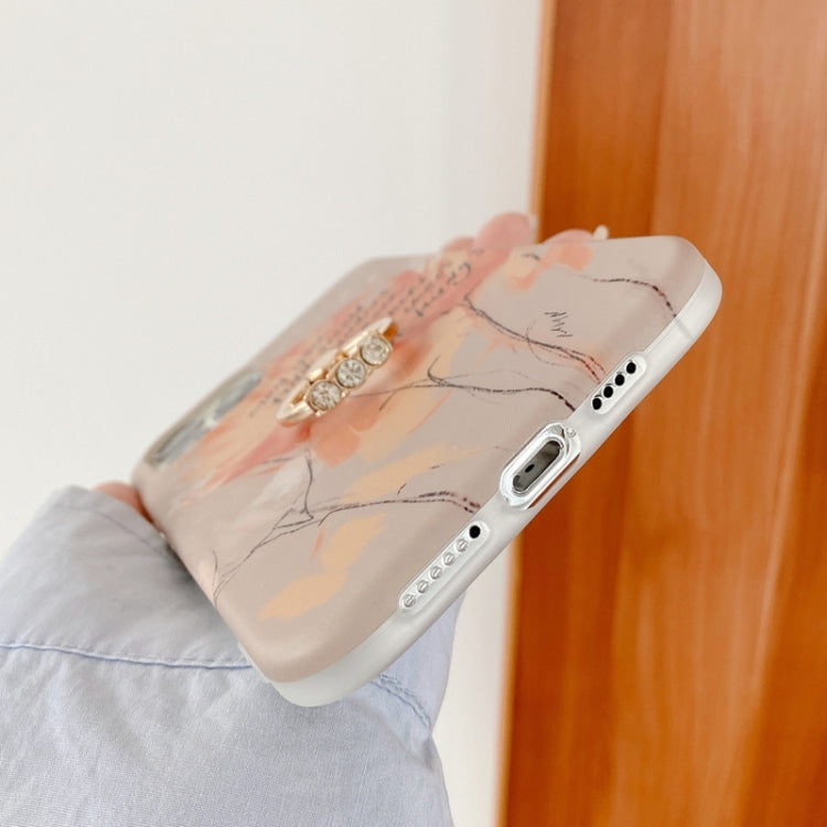 For iPhone 12 mini Watercolor Painting Series Half Coverage IMD Workmanship Protective Case with Ring Holder