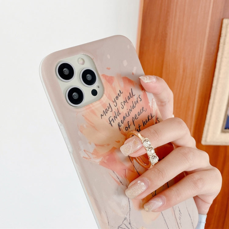 For iPhone 12 Pro Max Watercolor Painting Series Half Coverage IMD Workmanship Protective Case with Ring Holder