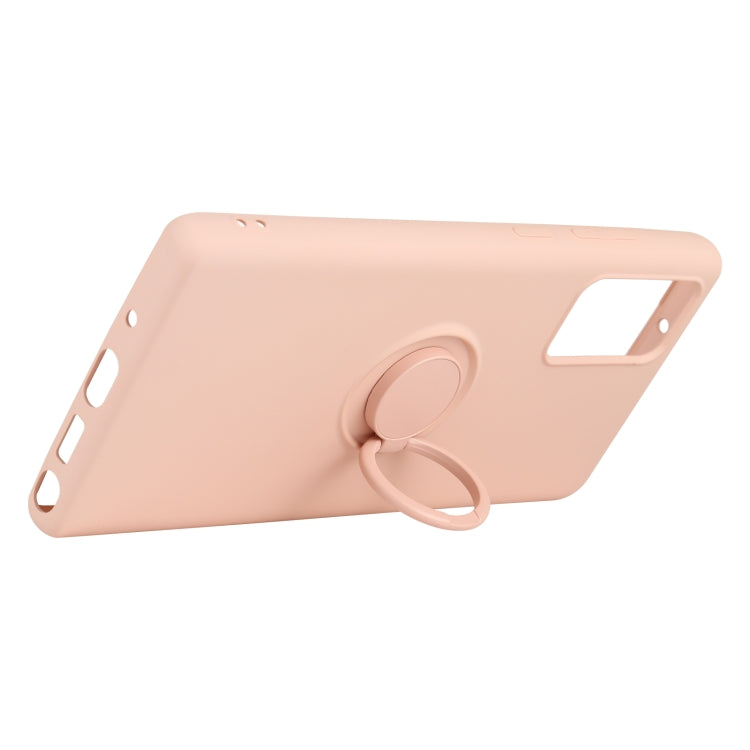 For Samsung Galaxy S20 FE Solid Color Liquid Silicone Shockproof Full Coverage Protective Case with Ring Holder