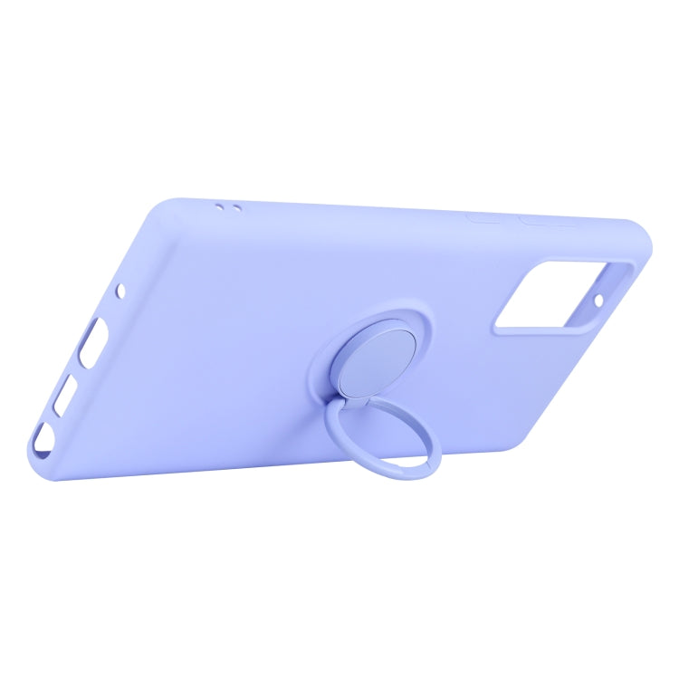 For Samsung Galaxy S20 FE Solid Color Liquid Silicone Shockproof Full Coverage Protective Case with Ring Holder