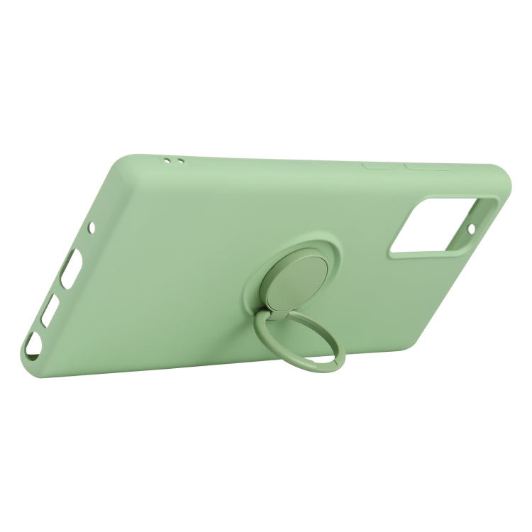 For Samsung Galaxy S20 FE Solid Color Liquid Silicone Shockproof Full Coverage Protective Case with Ring Holder