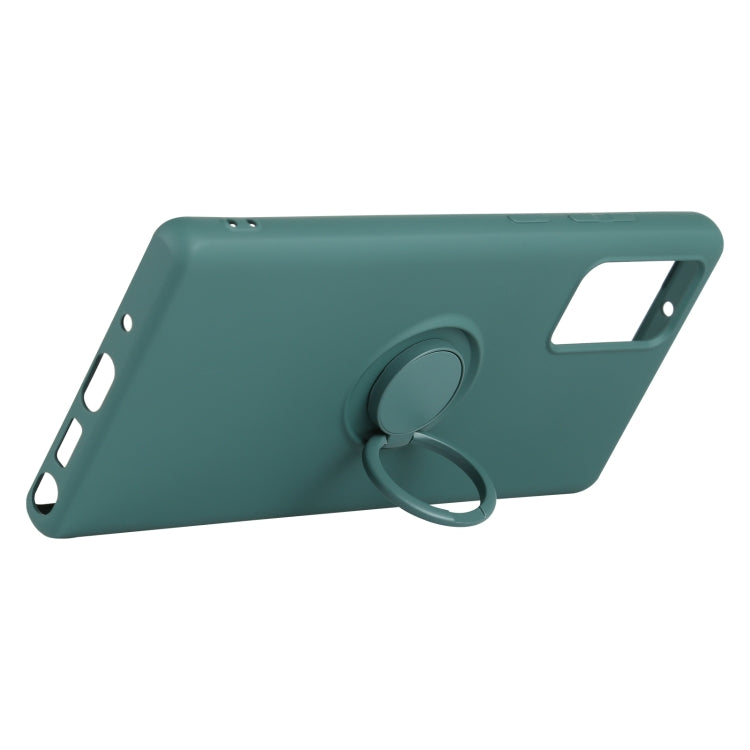 For Samsung Galaxy S20 FE Solid Color Liquid Silicone Shockproof Full Coverage Protective Case with Ring Holder