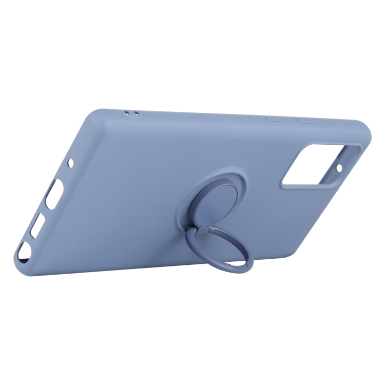 For Samsung Galaxy S20 FE Solid Color Liquid Silicone Shockproof Full Coverage Protective Case with Ring Holder