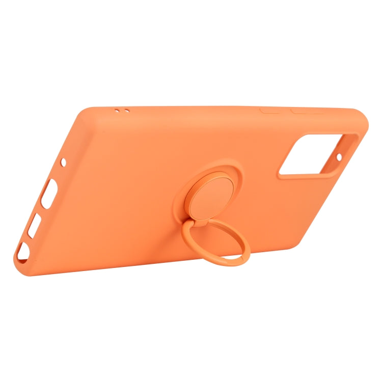 For Samsung Galaxy S20 FE Solid Color Liquid Silicone Shockproof Full Coverage Protective Case with Ring Holder